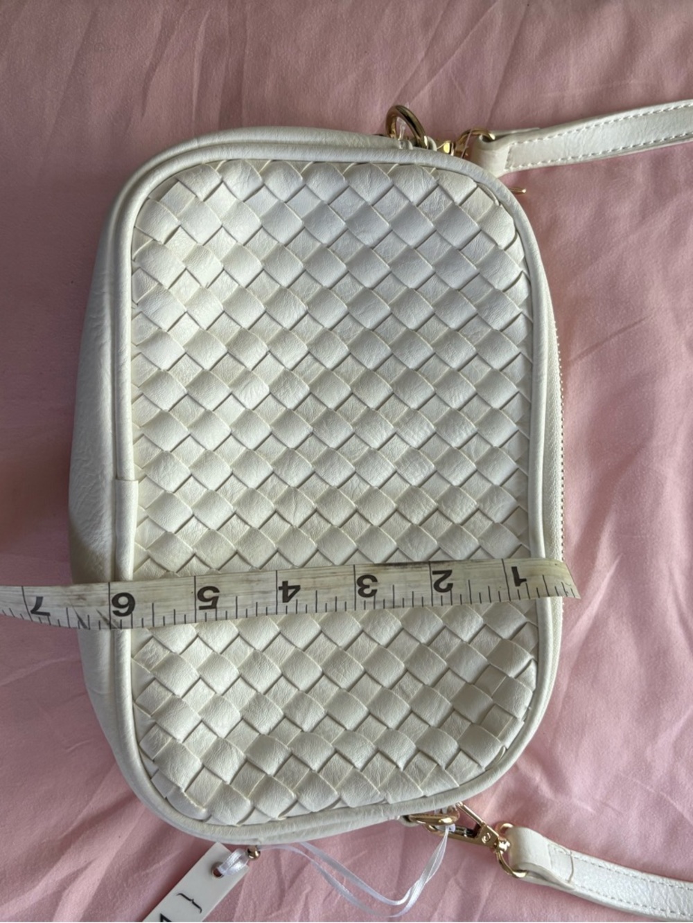 Mali + Lili Cream Woven Crossbody Bag with Adjustable Strap - Picture 11 of 11